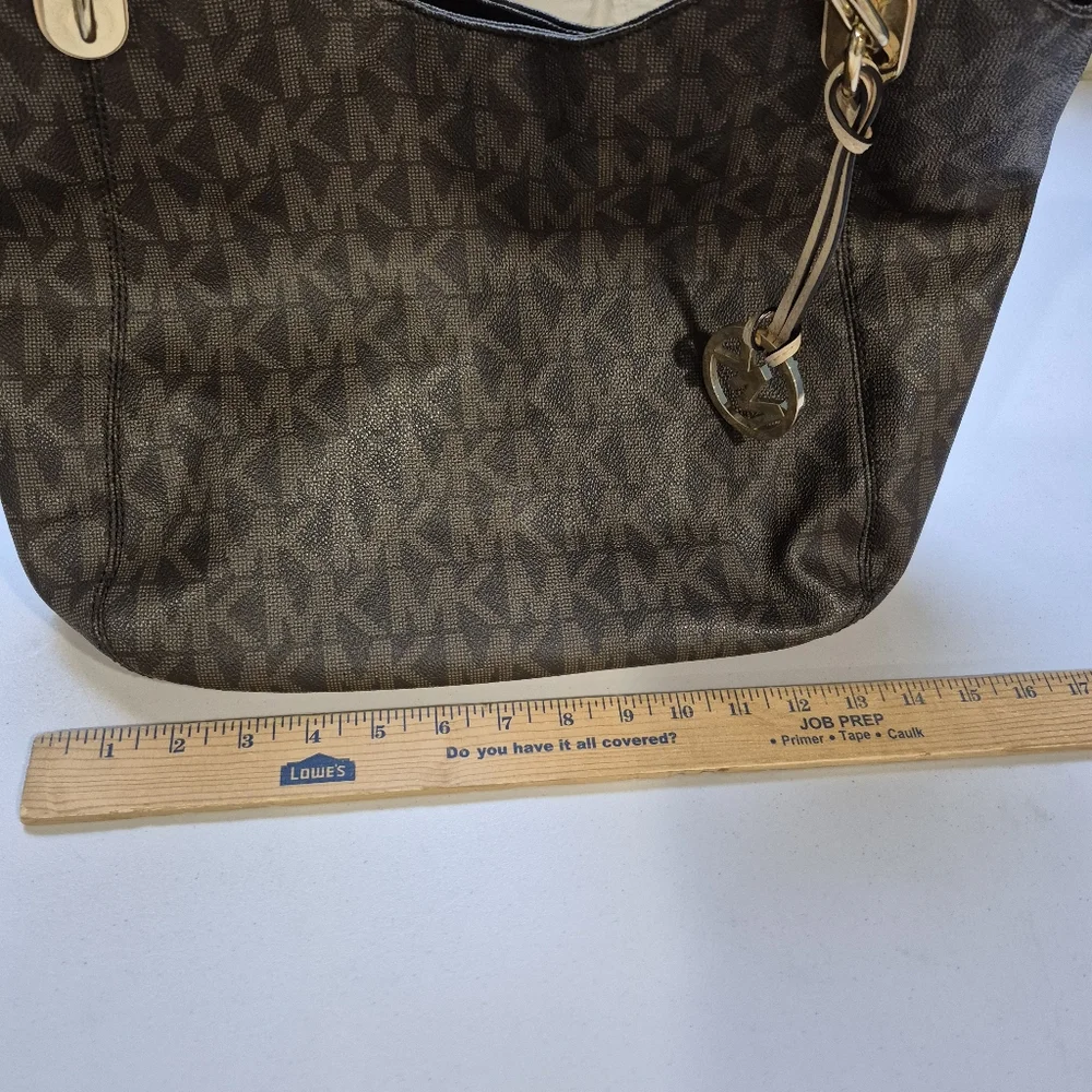 Michael Kors Lilly Tote Bag Purse Brown‎ Signature Chain Strap